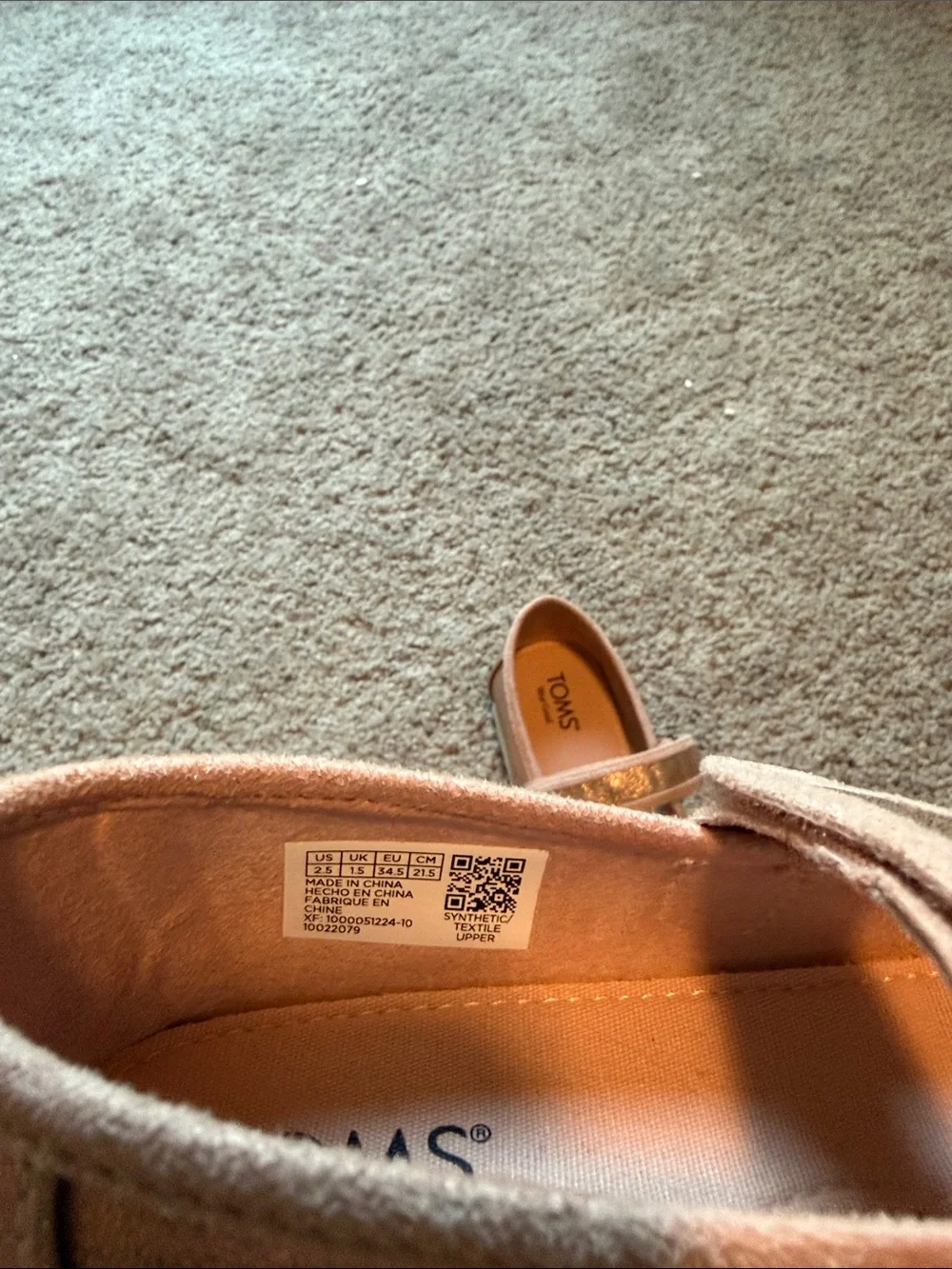 Tom’s Glitter Mary Jane in Pink/Rose Gold